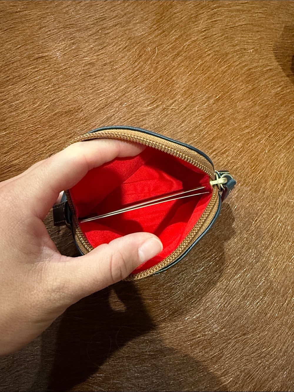 Dooney & Bourke Navy Leather Mini Pouch with Gold Hardware - Picture 2 of 4